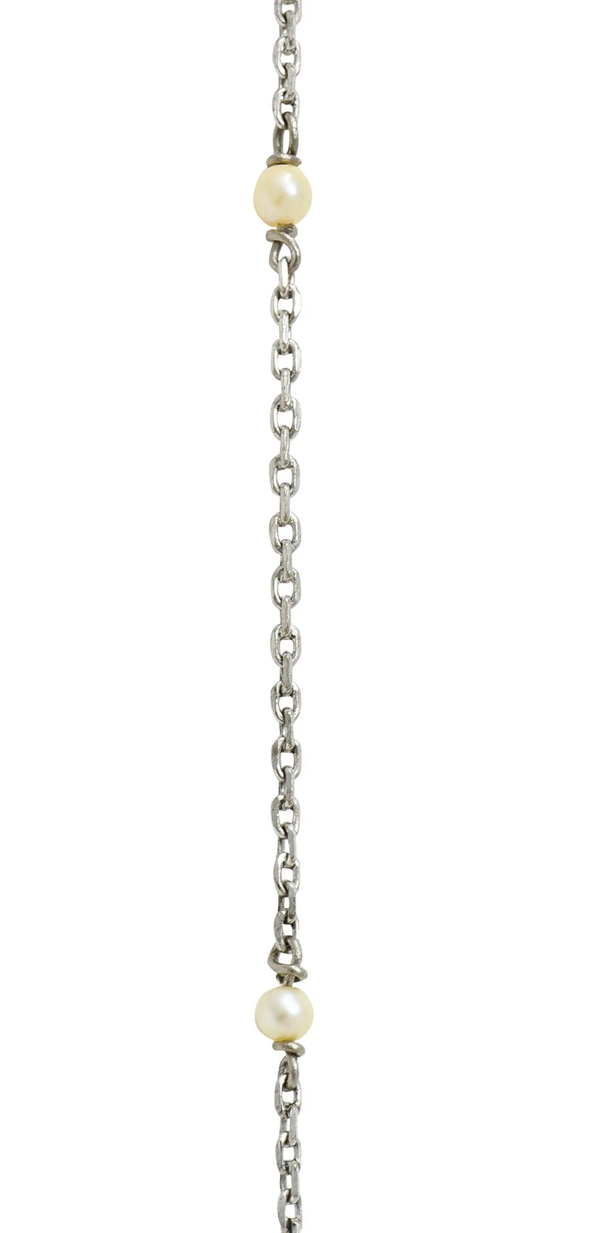 Edwardian 3.00 CTW Diamond Pearl Platinum-Topped 18 Karat Gold Cross Pendant Necklace