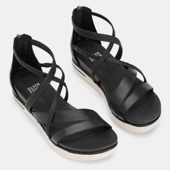 Eileen Fisher Skip Washed Leather Sneaker Sandal size 10 Sporty Comfy