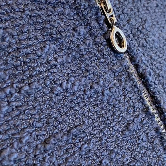 EUC - Rebecca Taylor 6 Zip Front Boucle Tweed Puff Sleeve Jacket - Navy - size 2