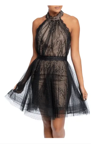 Evelyn Black and Nude Mini Dress
