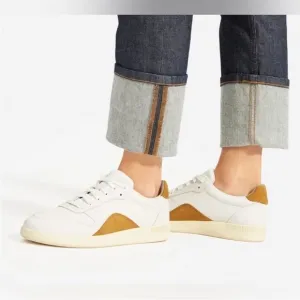 Everlane ReLeather Mustard and White Retro Inspired Court Shoe Sz W 11.5 M 9.5