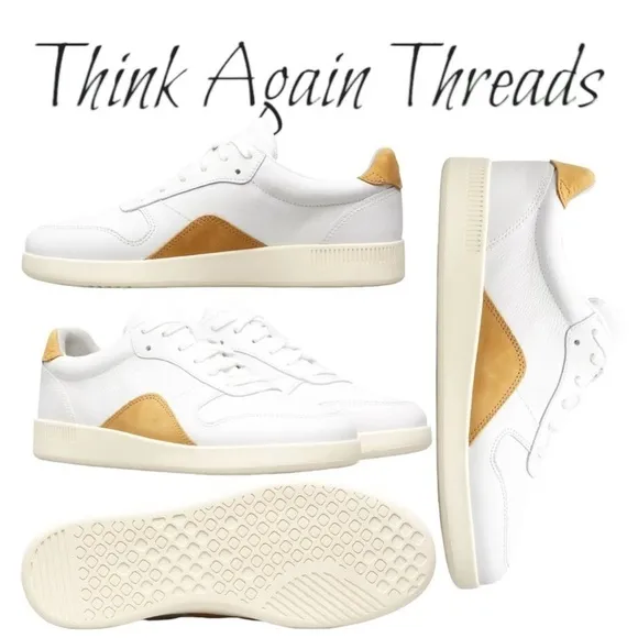 Everlane ReLeather Mustard and White Retro Inspired Court Shoe Sz W 11.5 M 9.5