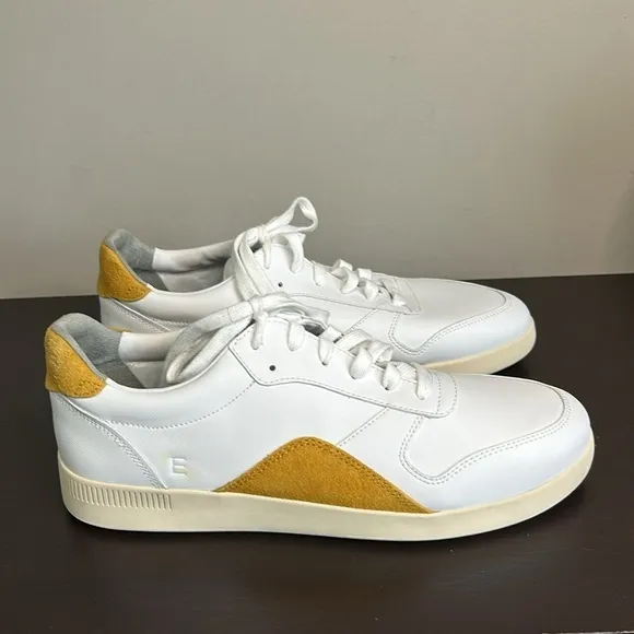 Everlane ReLeather Mustard and White Retro Inspired Court Shoe Sz W 11.5 M 9.5
