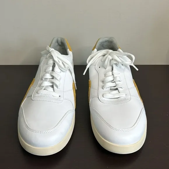 Everlane ReLeather Mustard and White Retro Inspired Court Shoe Sz W 11.5 M 9.5
