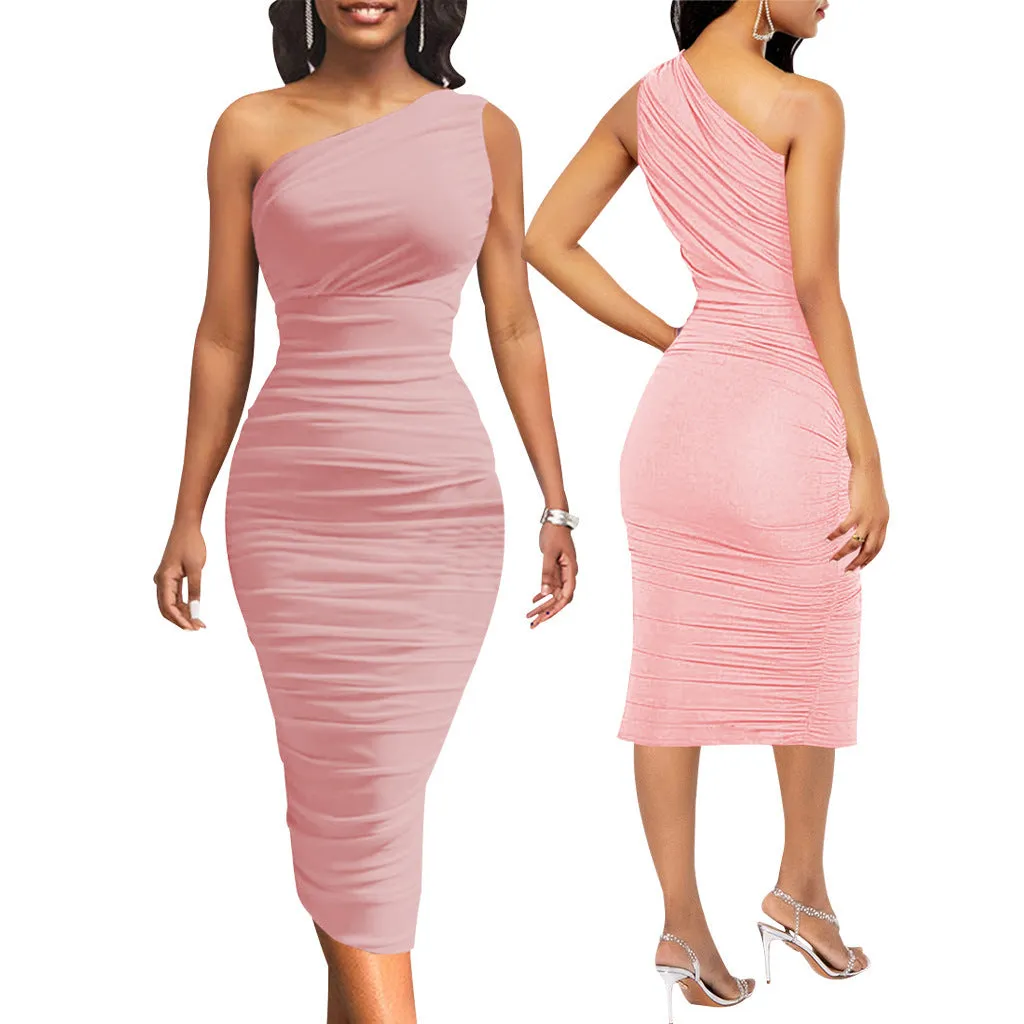 Fashion One Shoulder Slim Dress