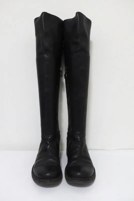 Fiorentini   Baker Elena Lace-Back Over the Knee Boots Black Leather Size 36.5