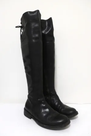 Fiorentini   Baker Elena Lace-Back Over the Knee Boots Black Leather Size 36.5
