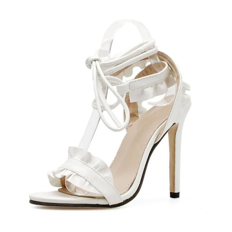 Fish-mouth Lace-crossed High-heeled Shoes