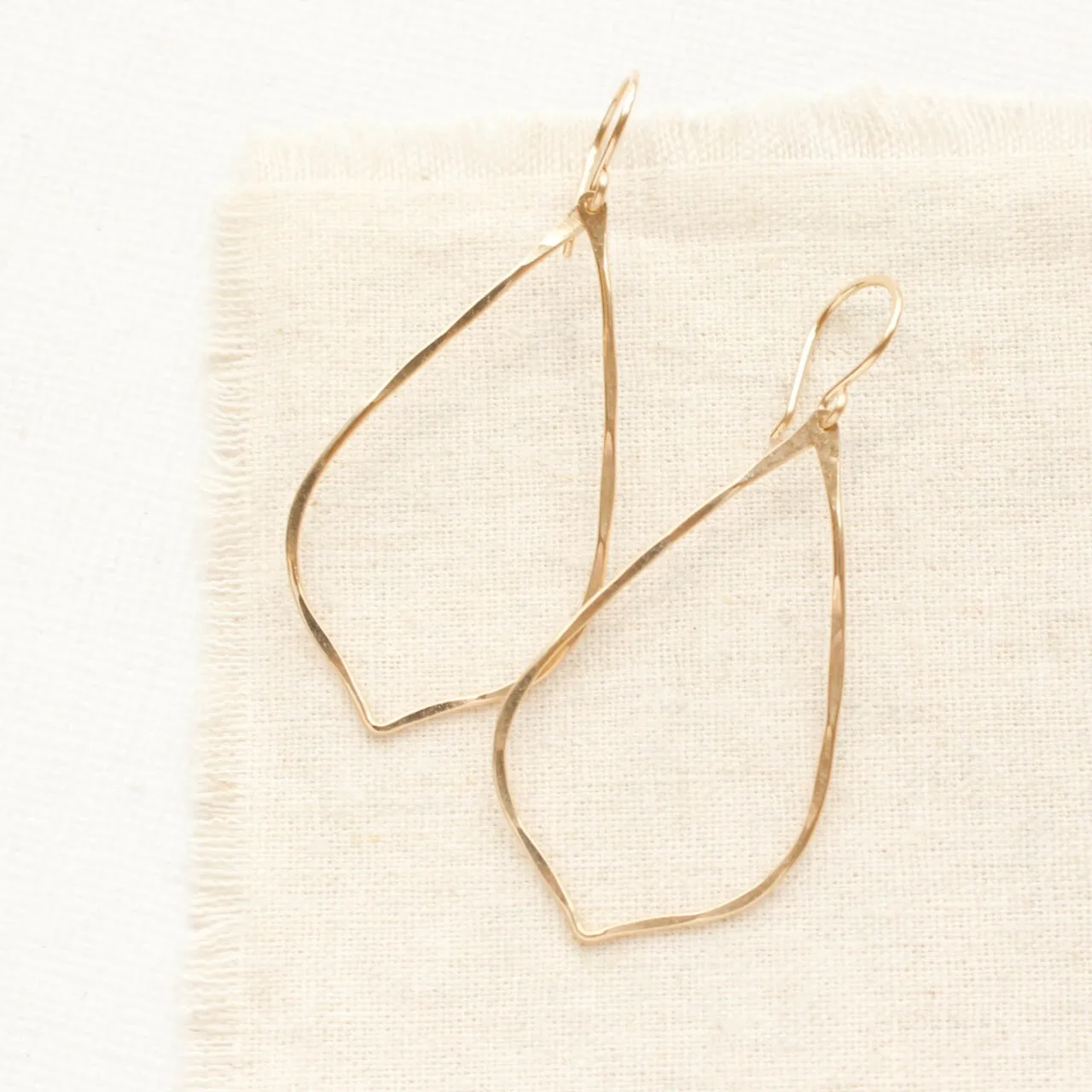 Forged Pointed Gold Fill Hoop Earrings