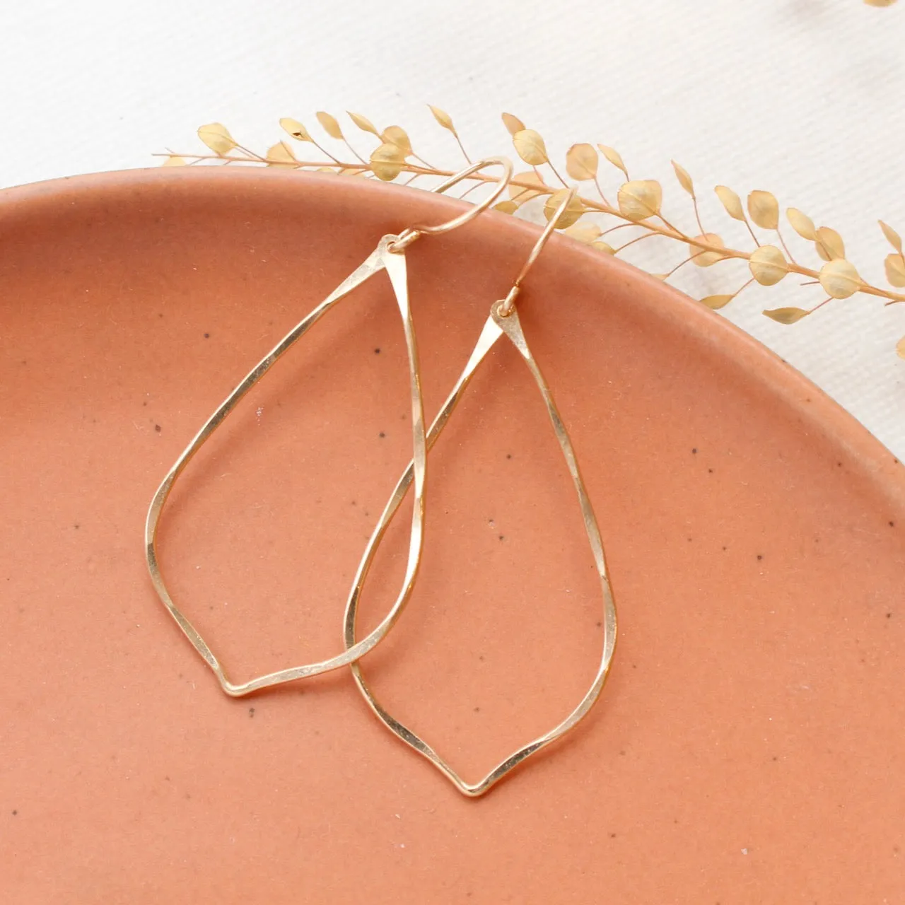 Forged Pointed Gold Fill Hoop Earrings