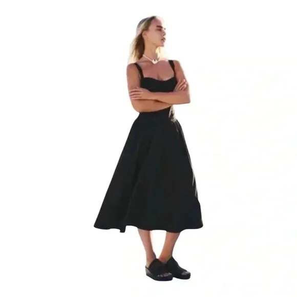 Free People Free-est Paolo Midi Dress Black Size Med.