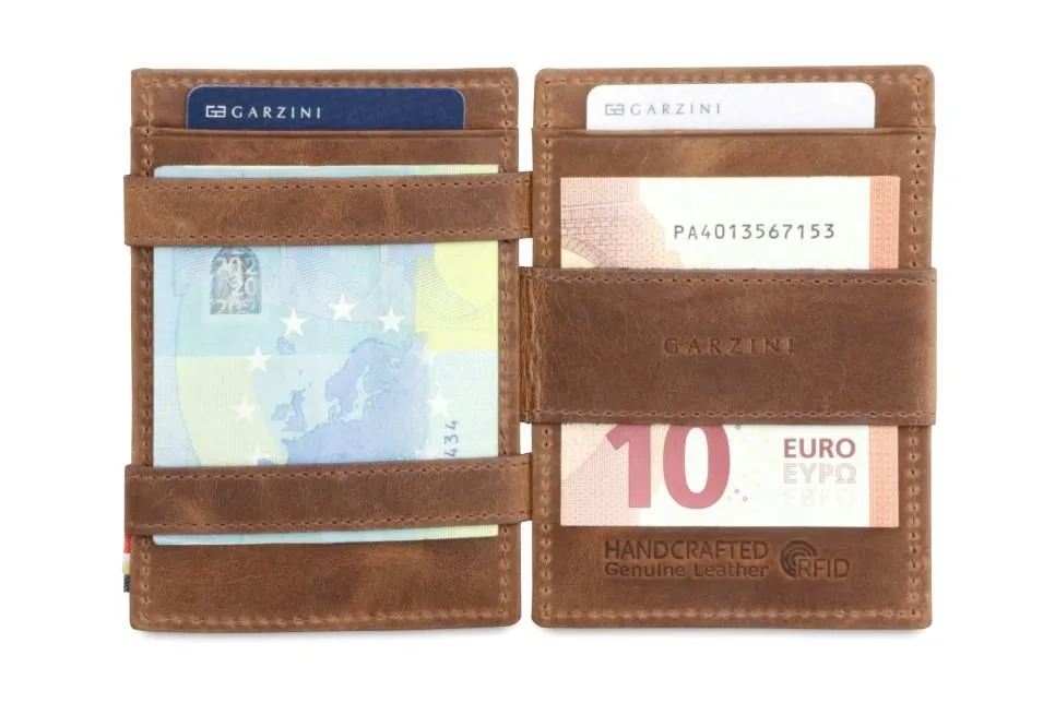 Garzini RFID Leather Magic Wallet ID Window Brushed