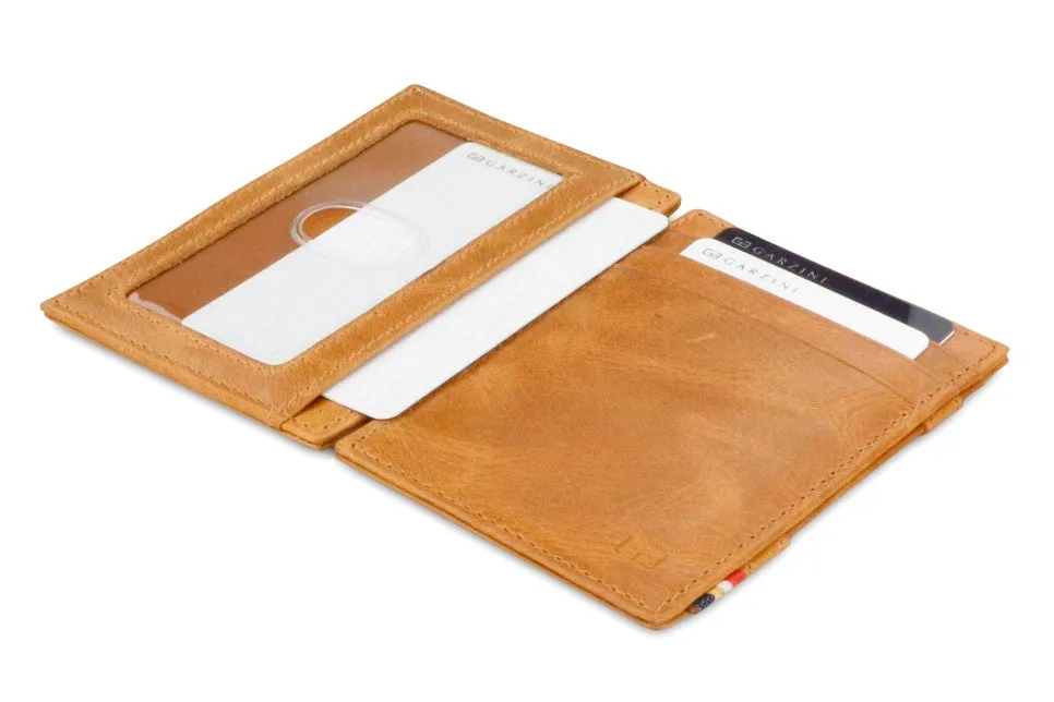 Garzini RFID Leather Magic Wallet ID Window Brushed