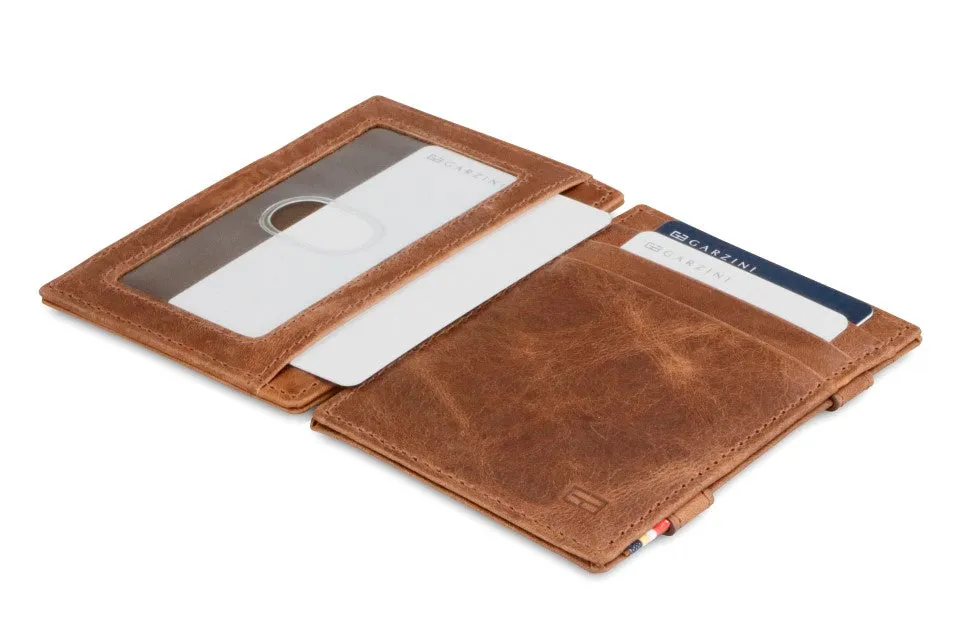 Garzini RFID Leather Magic Wallet ID Window Brushed