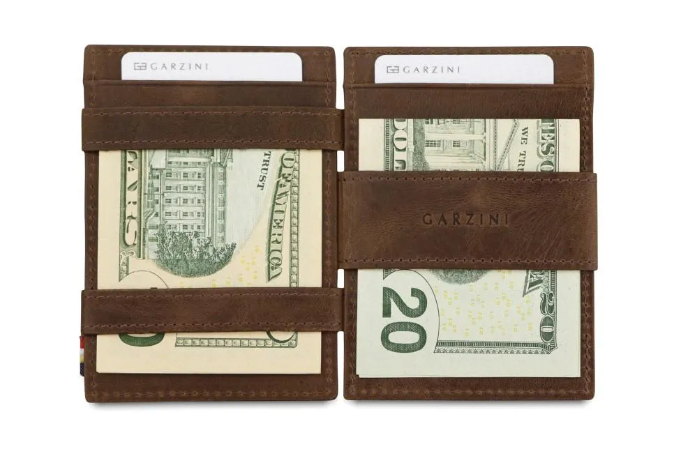 Garzini RFID Leather Magic Wallet ID Window Brushed