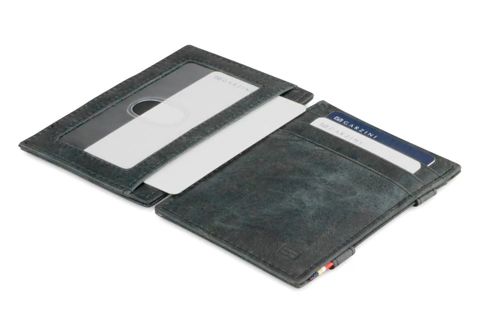Garzini RFID Leather Magic Wallet ID Window Brushed