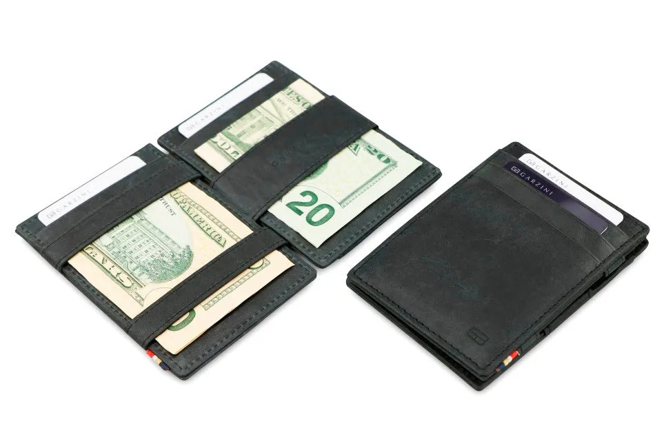 Garzini RFID Leather Magic Wallet ID Window Brushed