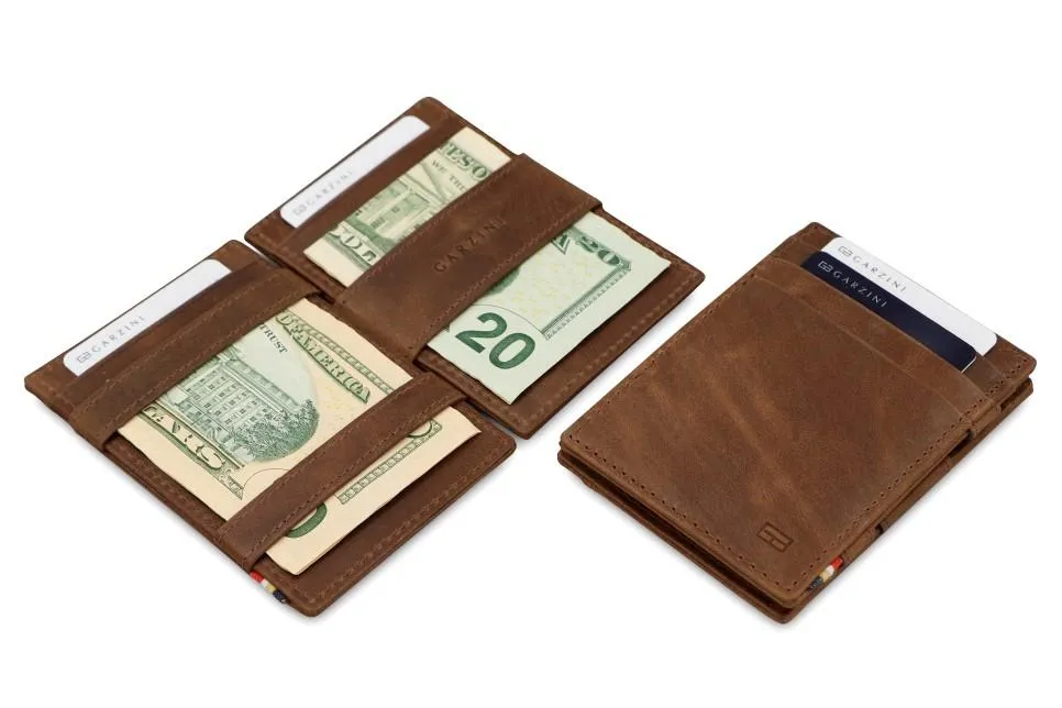 Garzini RFID Leather Magic Wallet ID Window Brushed