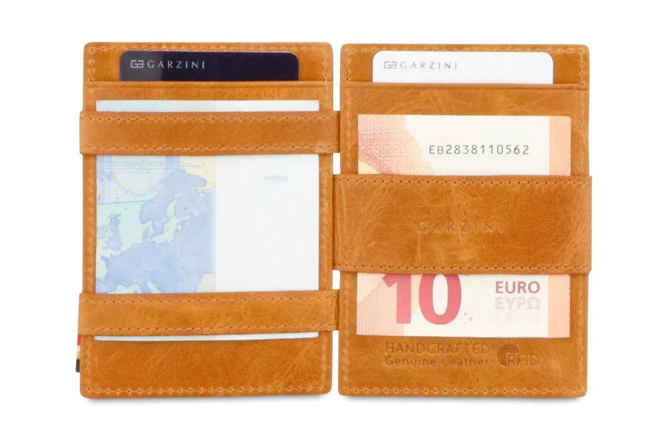 Garzini RFID Leather Magic Wallet ID Window Brushed