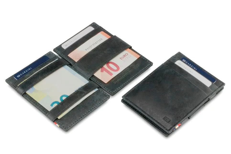 Garzini RFID Leather Magic Wallet ID Window Brushed