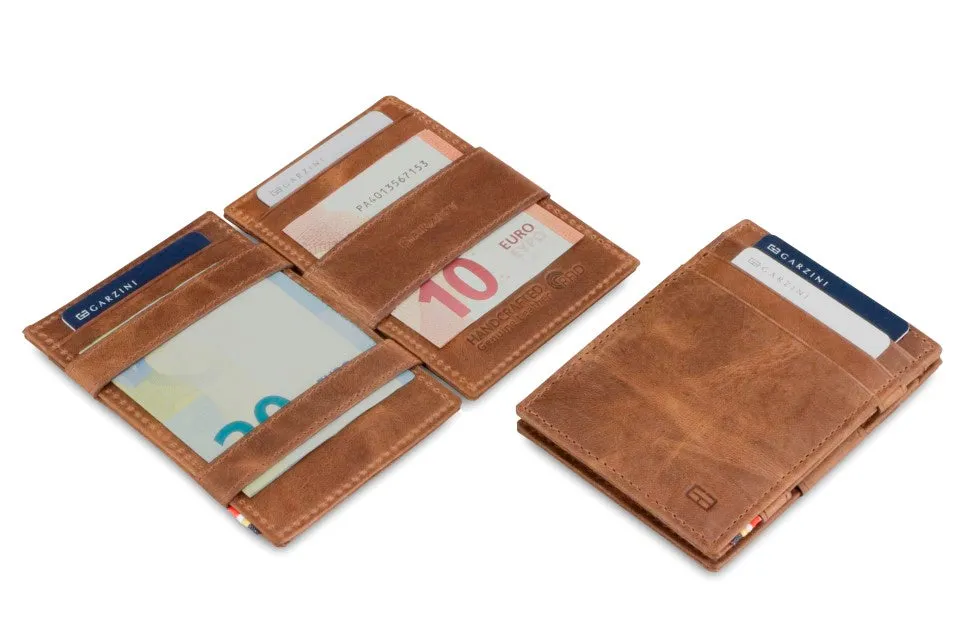 Garzini RFID Leather Magic Wallet ID Window Brushed