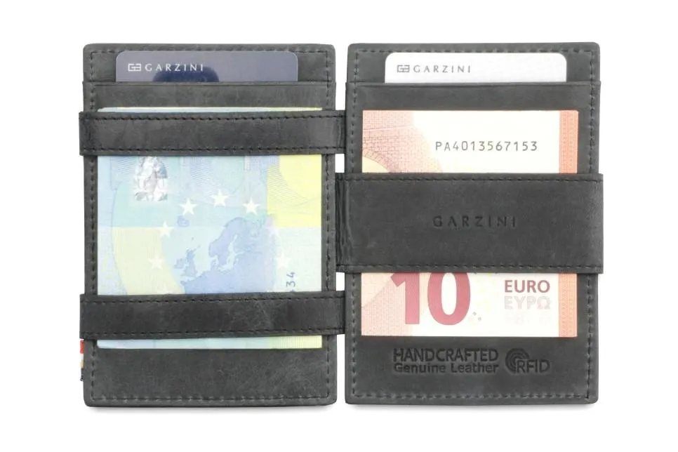 Garzini RFID Leather Magic Wallet ID Window Brushed