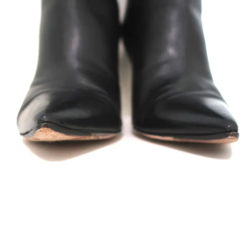 Gianvito Rossi Knee High Boots Suzan Black Leather Size 36 Pointed Toe High Heel