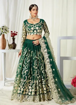 Green Golden Embroidered Lehenga Choli