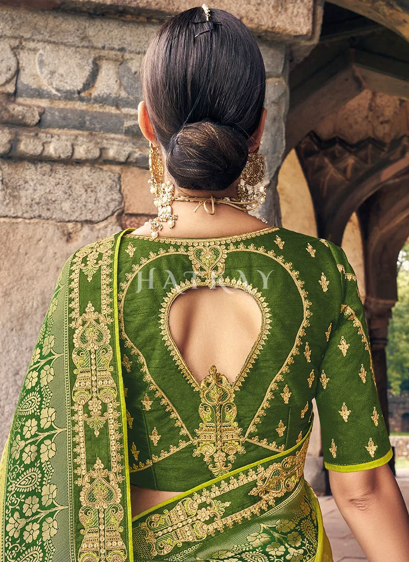 Green Two Tone Designer Wedding Saree