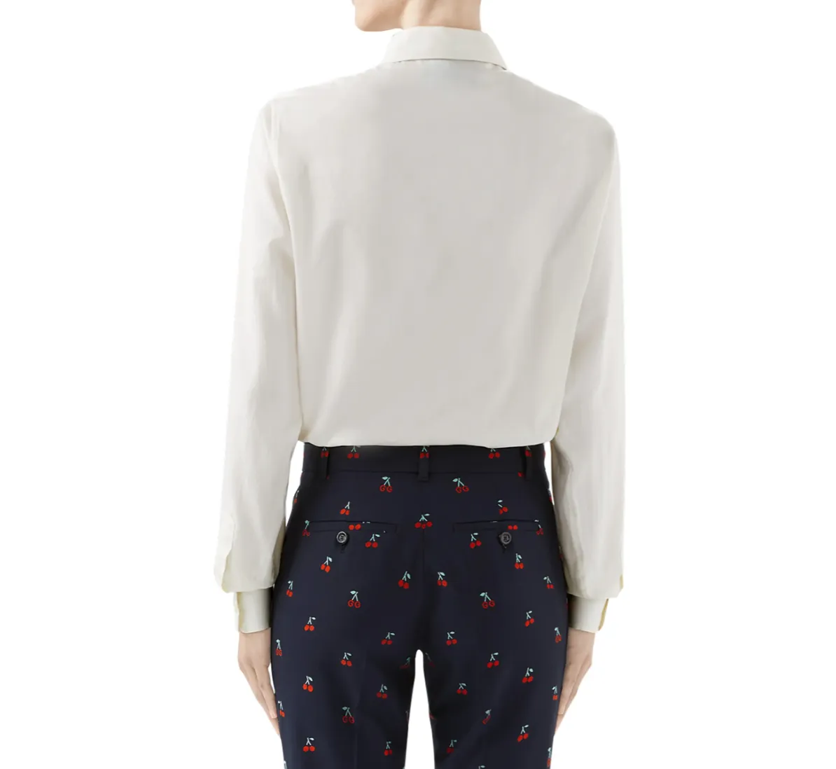 Gucci Ram Button-Down Collar Cotton Shirt in White