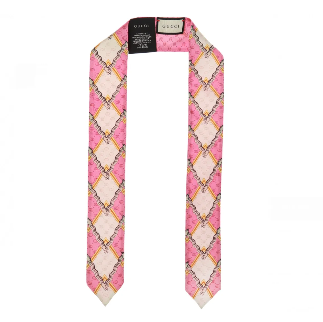 Gucci Snake and Rhombus Print Neck Bow in Pink