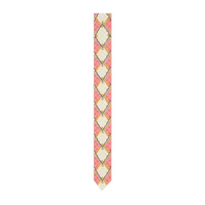 Gucci Snake and Rhombus Print Neck Bow in Pink