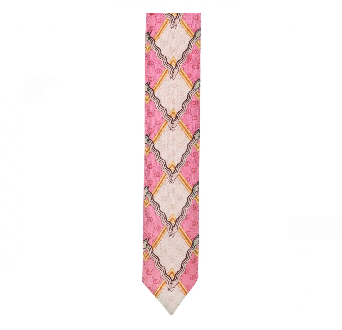Gucci Snake and Rhombus Print Neck Bow in Pink