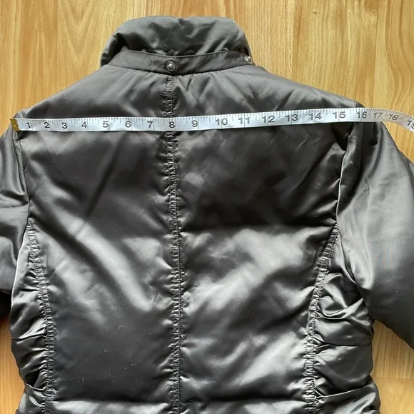 •GUESS• down-feather puffer coat // mid-length // full zip jacket // dark silver