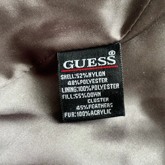 •GUESS• down-feather puffer coat // mid-length // full zip jacket // dark silver