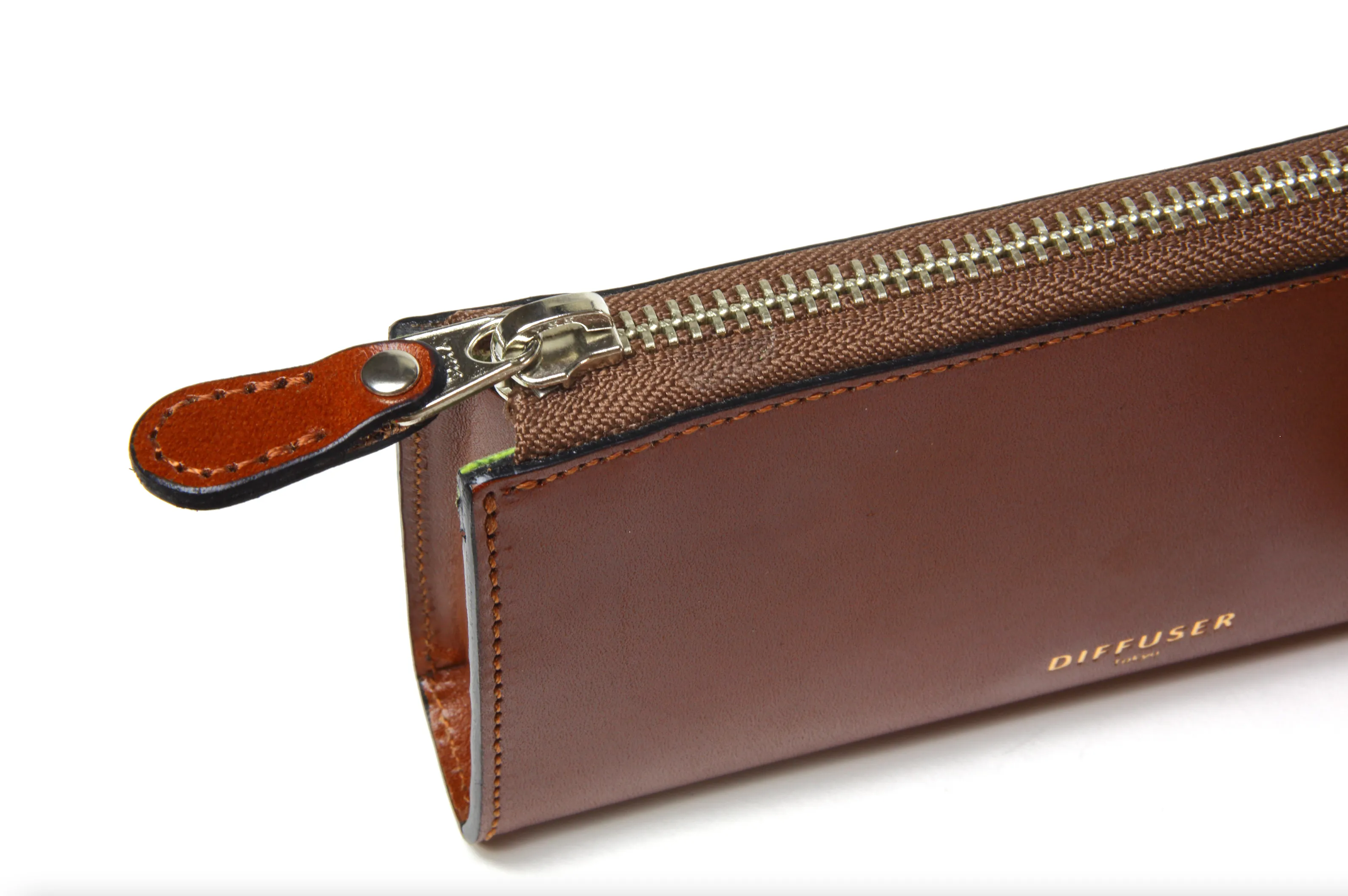 HE Leather Eyewear Case-Dark Brown / Light Green
