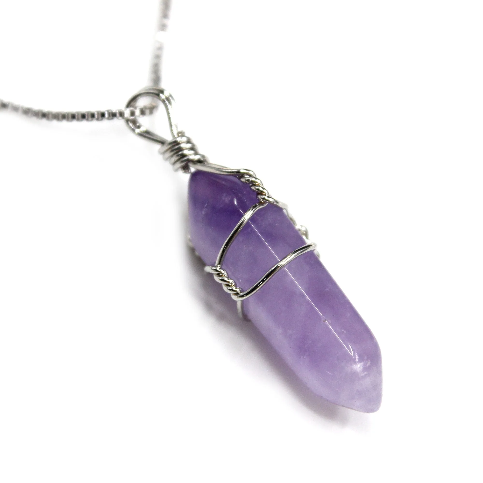 Hexagonal Natural Quartz Stone Pendant Crystal Full Wire Wrap Gemstone Necklace