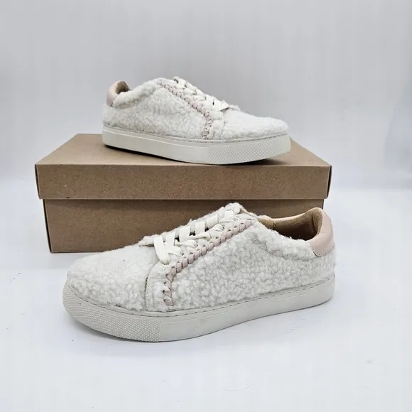 Jack Rogers Womens Whitney Sneaker Fleece Round Toe Low Top Casual White 5