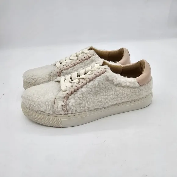 Jack Rogers Womens Whitney Sneaker Fleece Round Toe Low Top Casual White 5