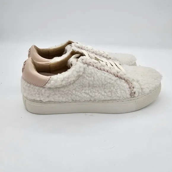 Jack Rogers Womens Whitney Sneaker Fleece Round Toe Low Top Casual White 5