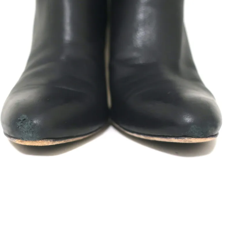 Jimmy Choo Grand Knee High Boots Black Grained Leather Size 37.5
