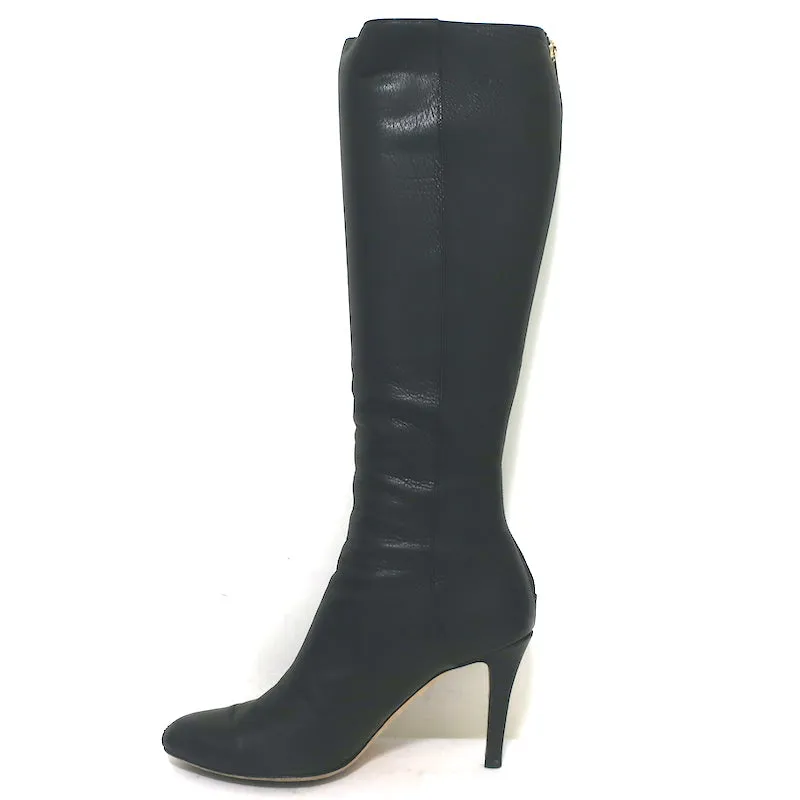 Jimmy Choo Grand Knee High Boots Black Grained Leather Size 37.5