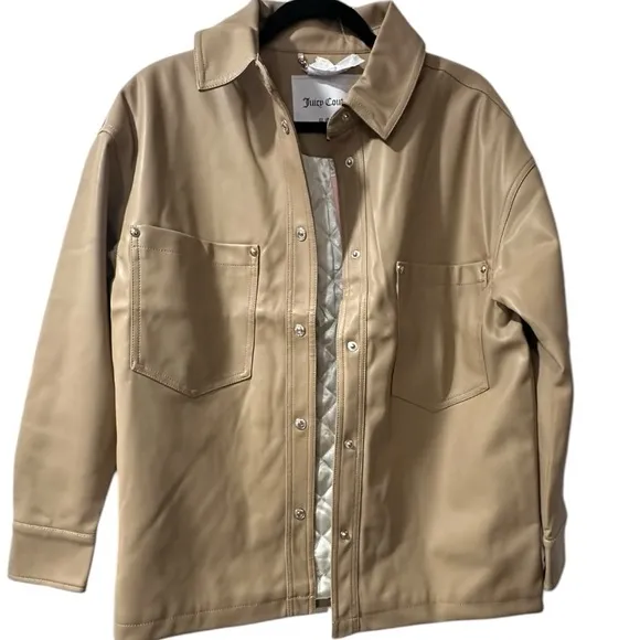 Juicy Couture NWT Oversize Vegan Leather Shacket size small color toast
