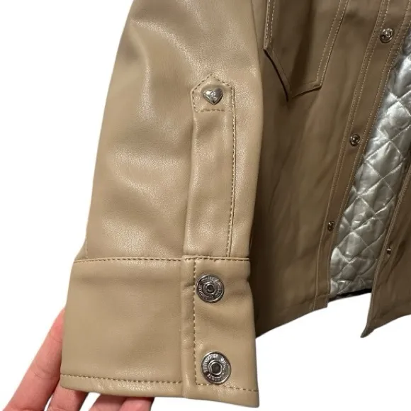 Juicy Couture NWT Oversize Vegan Leather Shacket size small color toast