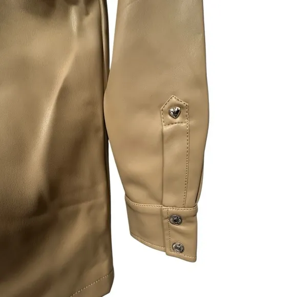 Juicy Couture NWT Oversize Vegan Leather Shacket size small color toast