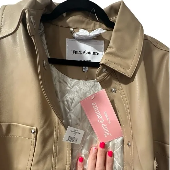 Juicy Couture NWT Oversize Vegan Leather Shacket size small color toast