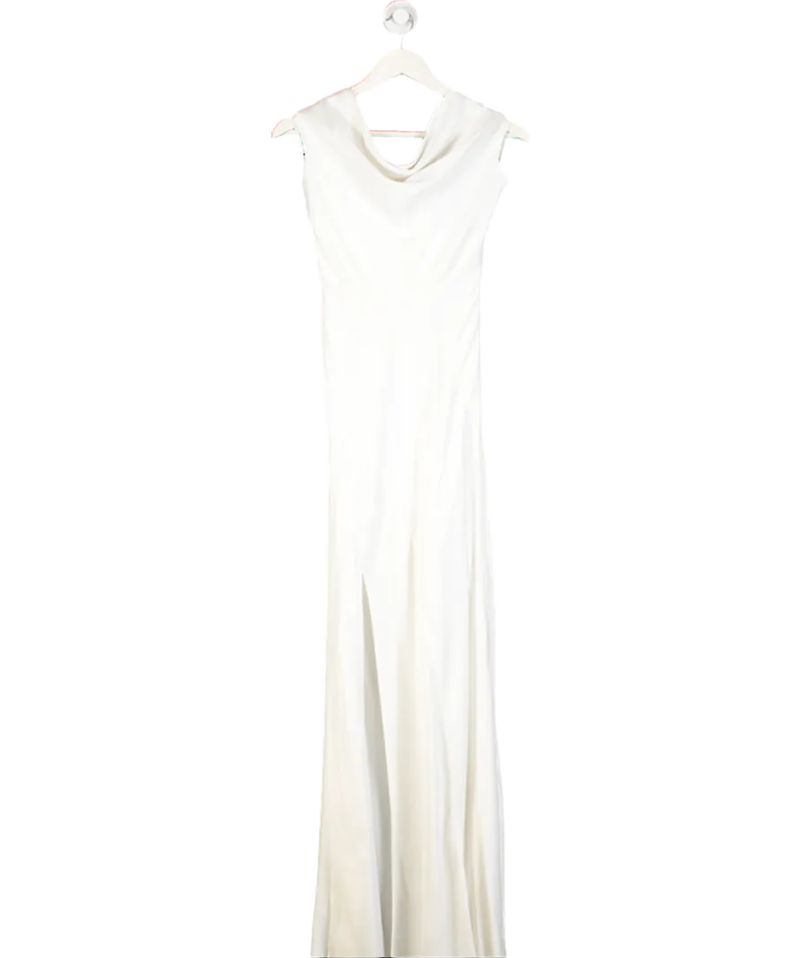 Karen Millen Cream Satin Crepe Mix Cowl Neck Maxi Dress UK 6