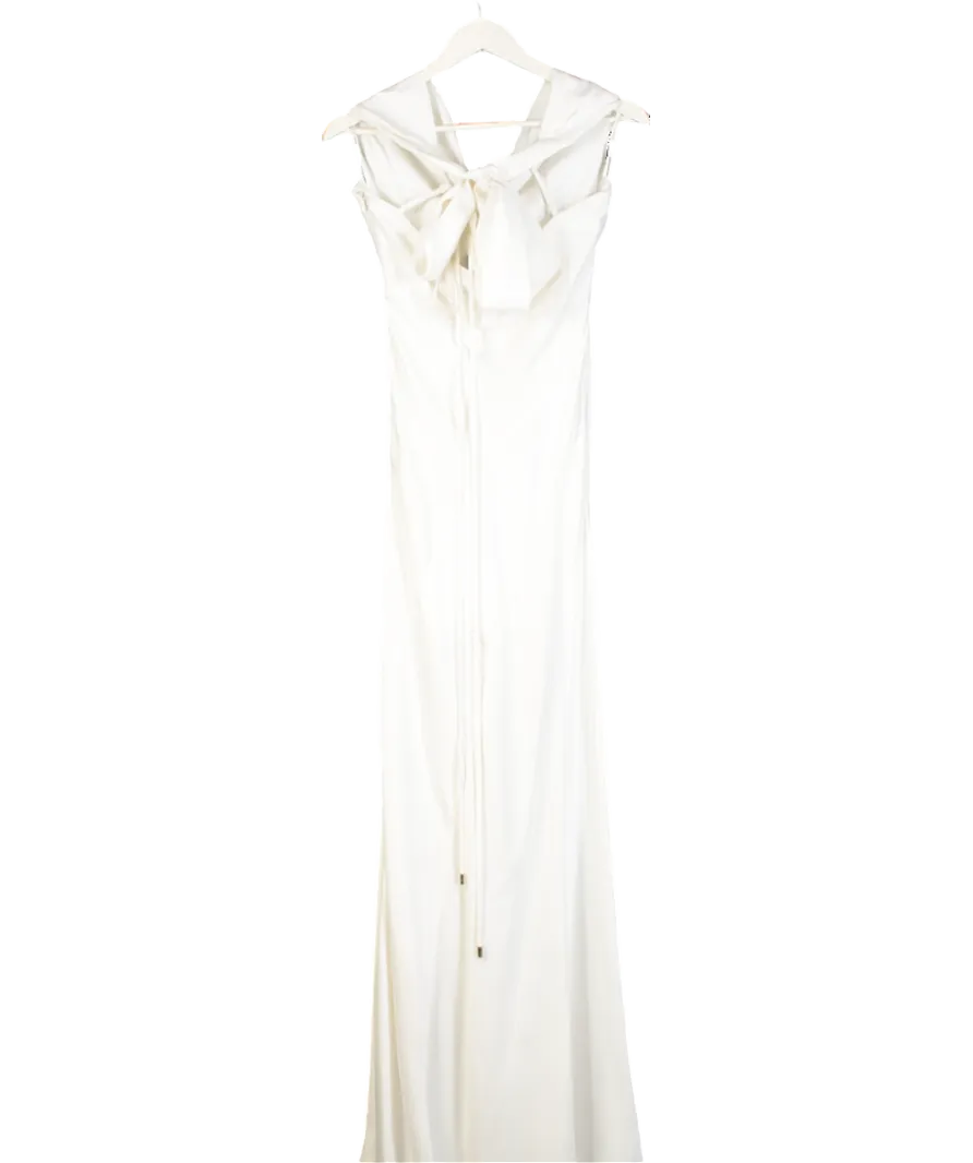 Karen Millen Cream Satin Crepe Mix Cowl Neck Maxi Dress UK 6