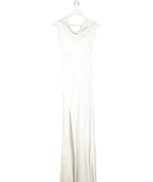 Karen Millen Cream Satin Crepe Mix Cowl Neck Maxi Dress UK 6