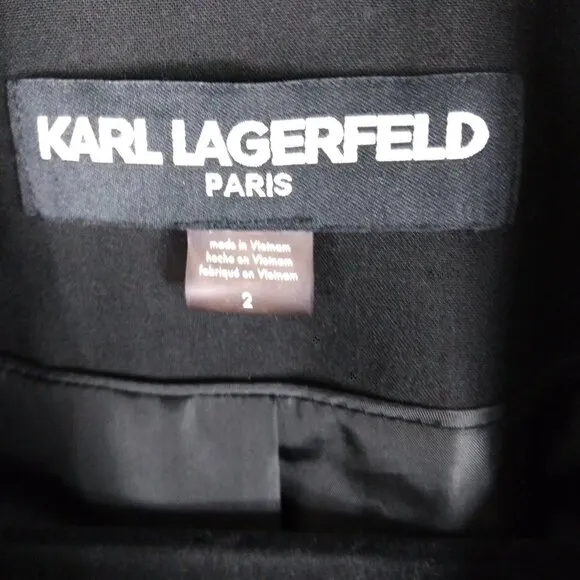 Karl Lagerfeld Paris Classic Black Tuxedo Style Jacket w Edgy Mariner Twist Sz 2